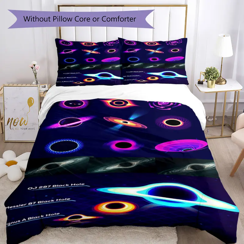 Solar System Black Hole Cosmic Whirls Celestial Swirls Galactic Twists Astronomical Patterns Space Spirals Nebula Designs Inspiration Pattern Bedding Quilt Set Quilt Cover Gift for Fans(1 * duvet cover + 2 * pillowcase, without core)