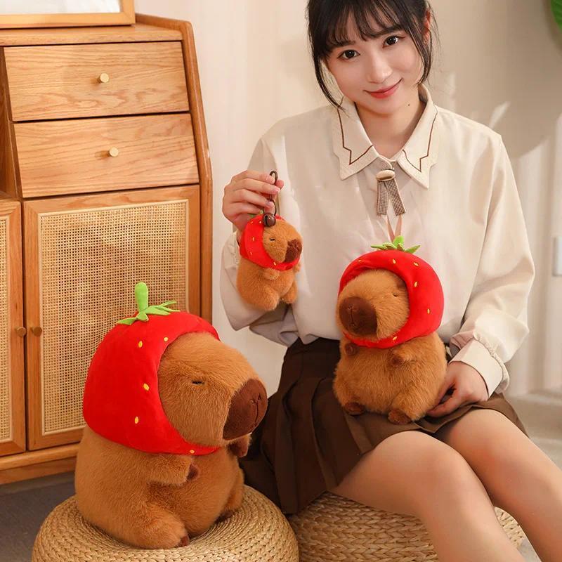 Capybara Plush Toy Simulation Capibara Unicorn Dinosaur Dress Boba Bread Fruit Food Decor Birds Bubble
