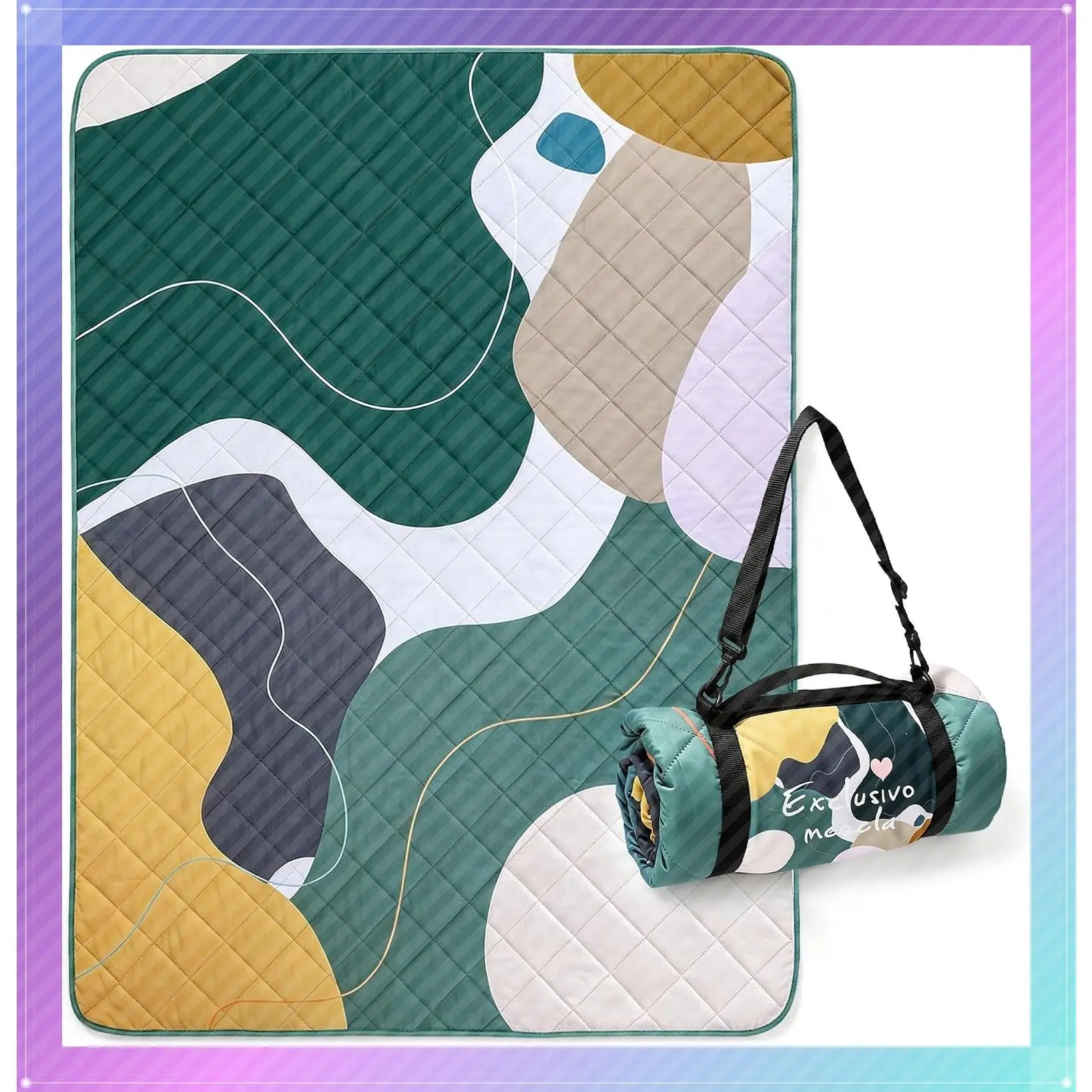 Extra Large 60"x80" Waterproof Sandproof Picnic Blanket, 3-Layer Foldable Outdoor Blanket for Beach, Camping, Park & TravelGift