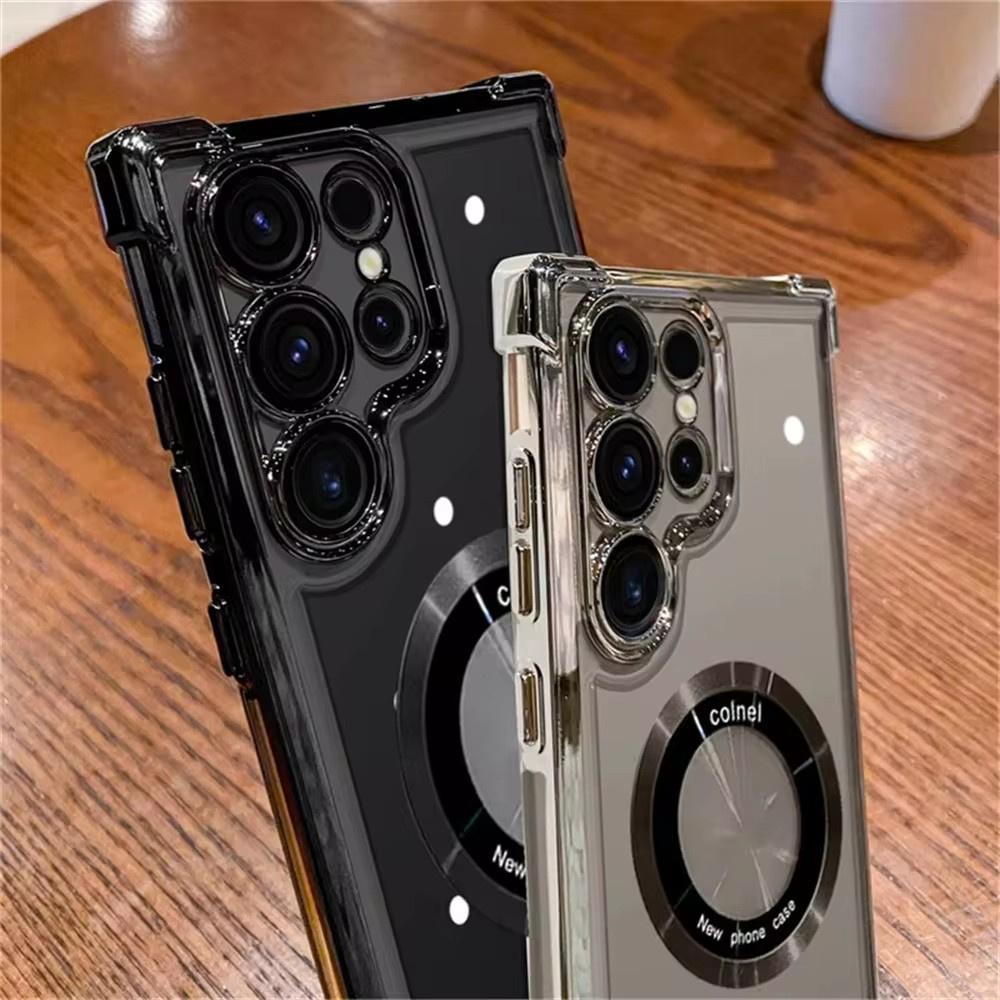 For Samsung Magsafe Electroplating Phone Case S25 S24 S23 S22 Ultra S21 Plus S20 FE 5G Note 20 Shockproof Transparent Magnetic Protective Case