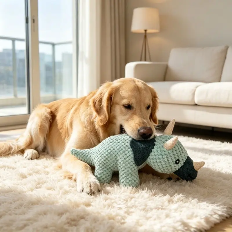 Interactive Pet Plush Toy for Cats and Dogs, Cartoon Dinosaur Shape, Sound Paper + Bb Noise, Washable, Ideal Gift for All Pets