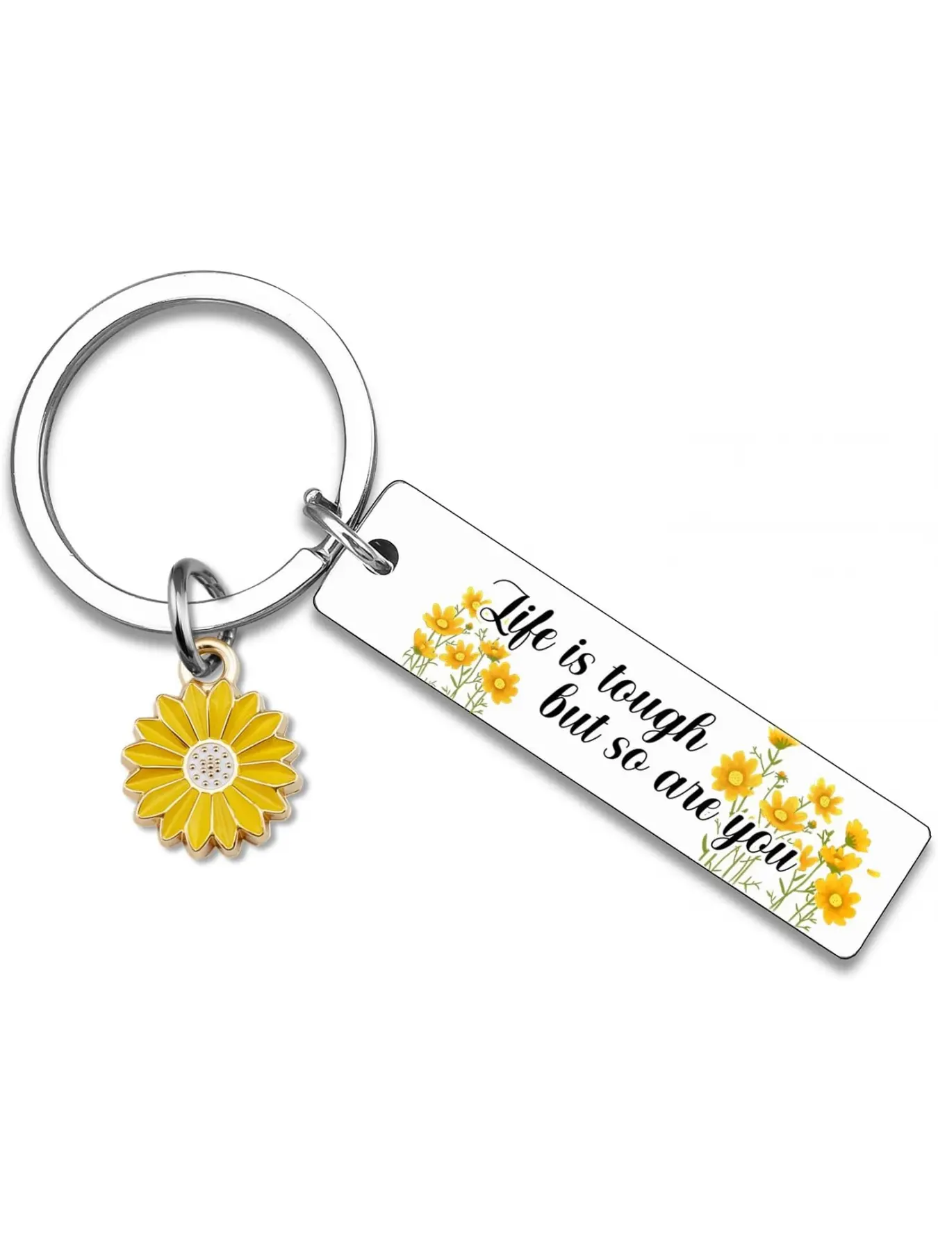 Sunflower Gifts for Women Sunflowers Gifts for Women Adults Inspirational Sunflower Authentic Keychain for Her Motivational Encouragement Positive Cheer Up Gift for Friends Families Coworkers Floral Pattern Keychain