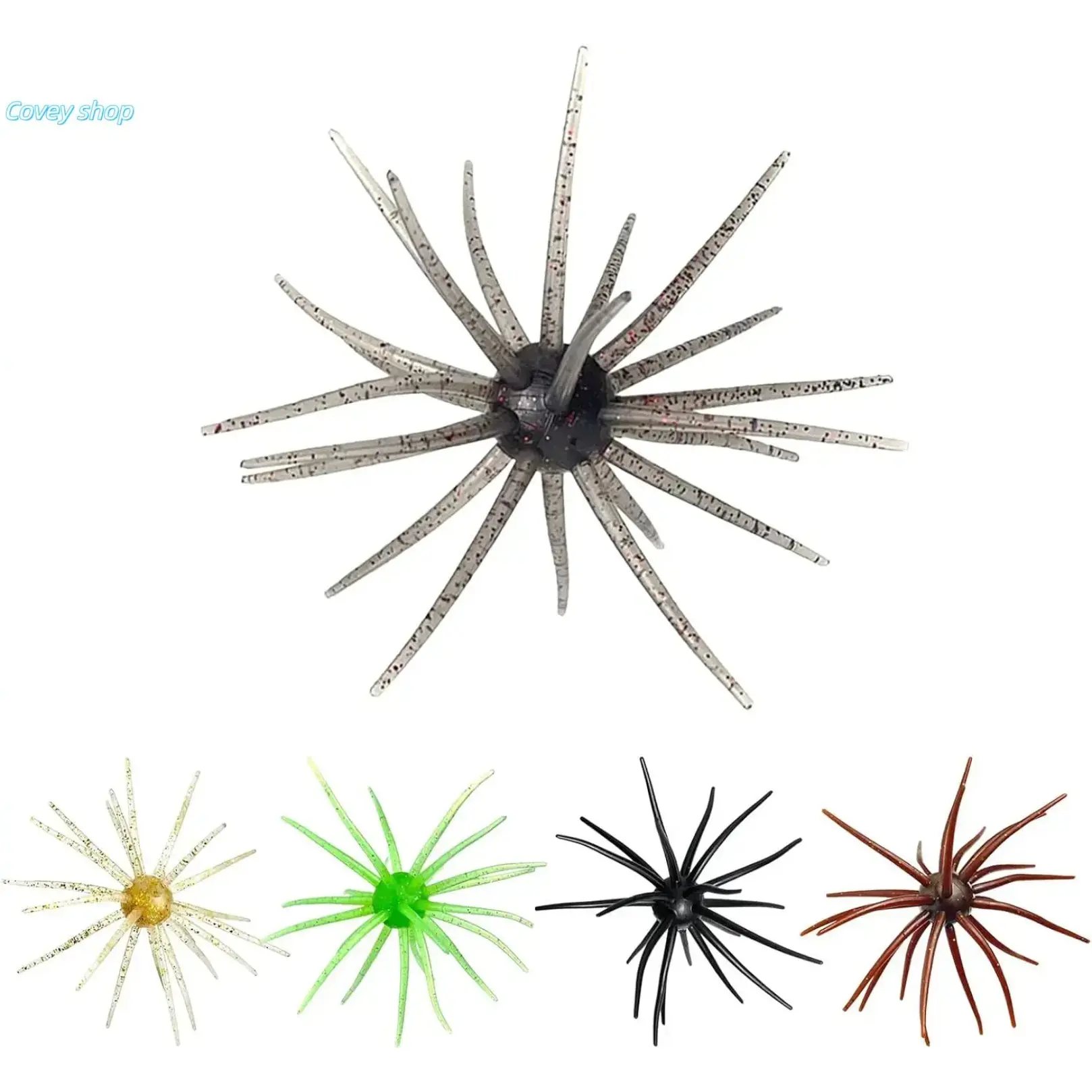 Artificial Soft Simulation Fishing Lures Pack, Sea Urchin & Worm Floating Bait, Fishing Tackle For Bass, Snakehead, Catfish & Mandarin Fish, Outdoor Freshwater Saltwater Fishing Gear