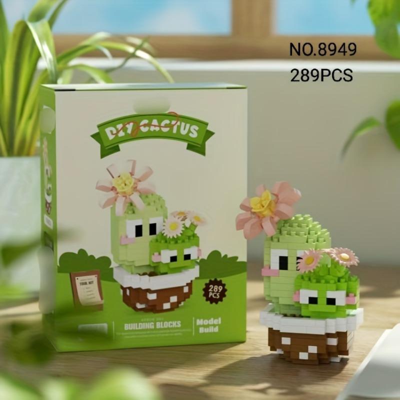 Cactus Design Building Blocks Toy, 1 Box Creative Desktop Ornament, Educational Assembly Toy for Teenager & Adults, Birthday Gift