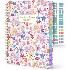 Teacher Planner 2026-2027 Academic Year, 8.5" x 11" Teacher Lesson Planner with Monthly Tabs & Stickers, Lesson Plan Book 26-27, Floral