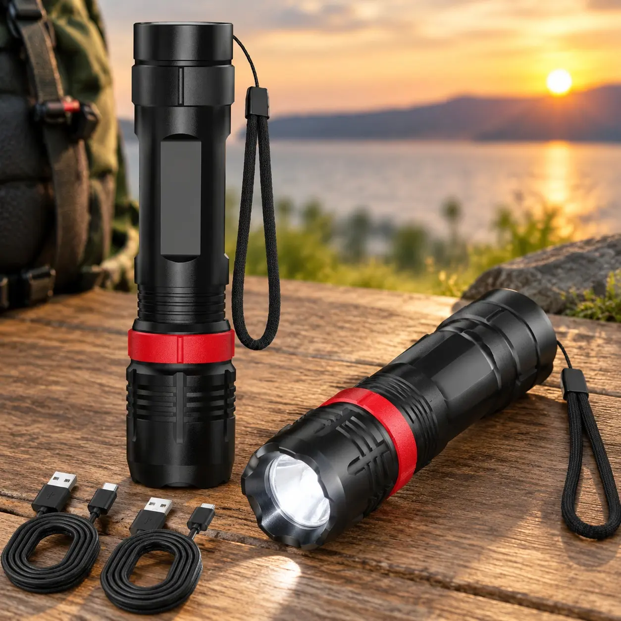 2026 Upgraded Rechargeable Flashlight 2 Pack, High Lumens 5 Modes LED Small Tactical Flashlights, Waterproof Zoomable Mini Pocket Flash Light for Outdoor Camping, EDC Birthday Gifts for MenGift