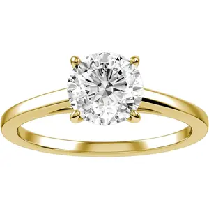 925 Sterling Silver 18K Yellow/White/Rose Gold-Plated 1.5 CT D Color VVS1 Round Cut Moissanite Engagement Ring, Wedding Jewelry Gift for Her