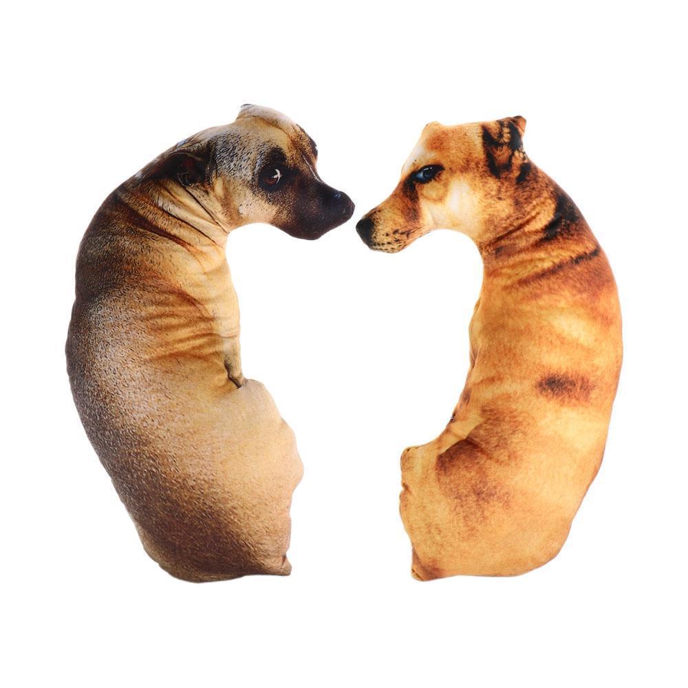 3D Lifelike Animal Cute Bend Dog Printed Throw Pillow Funny Dog Head Cosplay Children Favorite Toy Cushion for Home