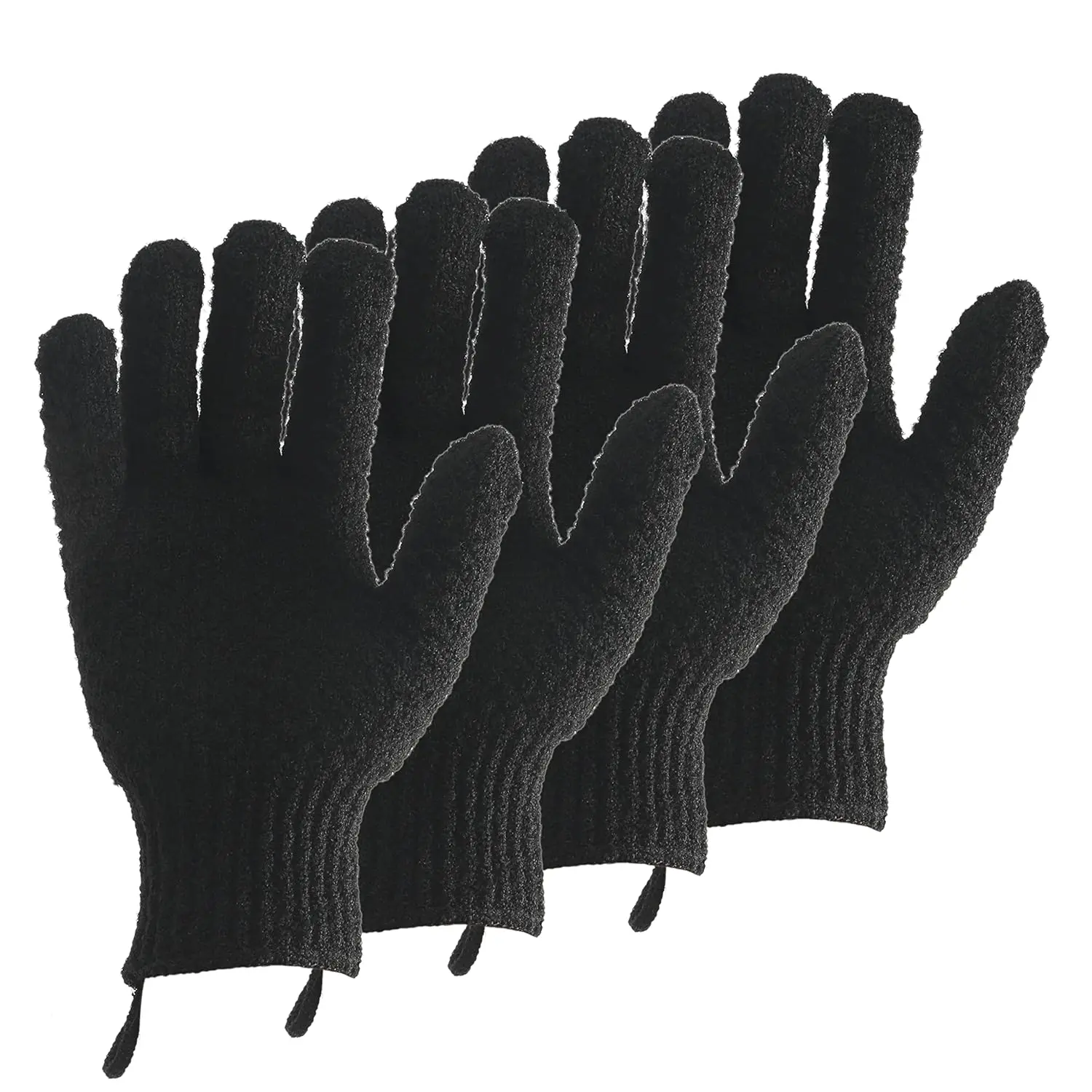 2 Pairs Bath Exfoliating Gloves for men and women – 4 Pcs Heavy and Large Exfoliating Gloves Scrubbing for Shower, Spa, Massage - Scrub Exfoliating Mitts for Body, Face, Hand and Foot (black)
