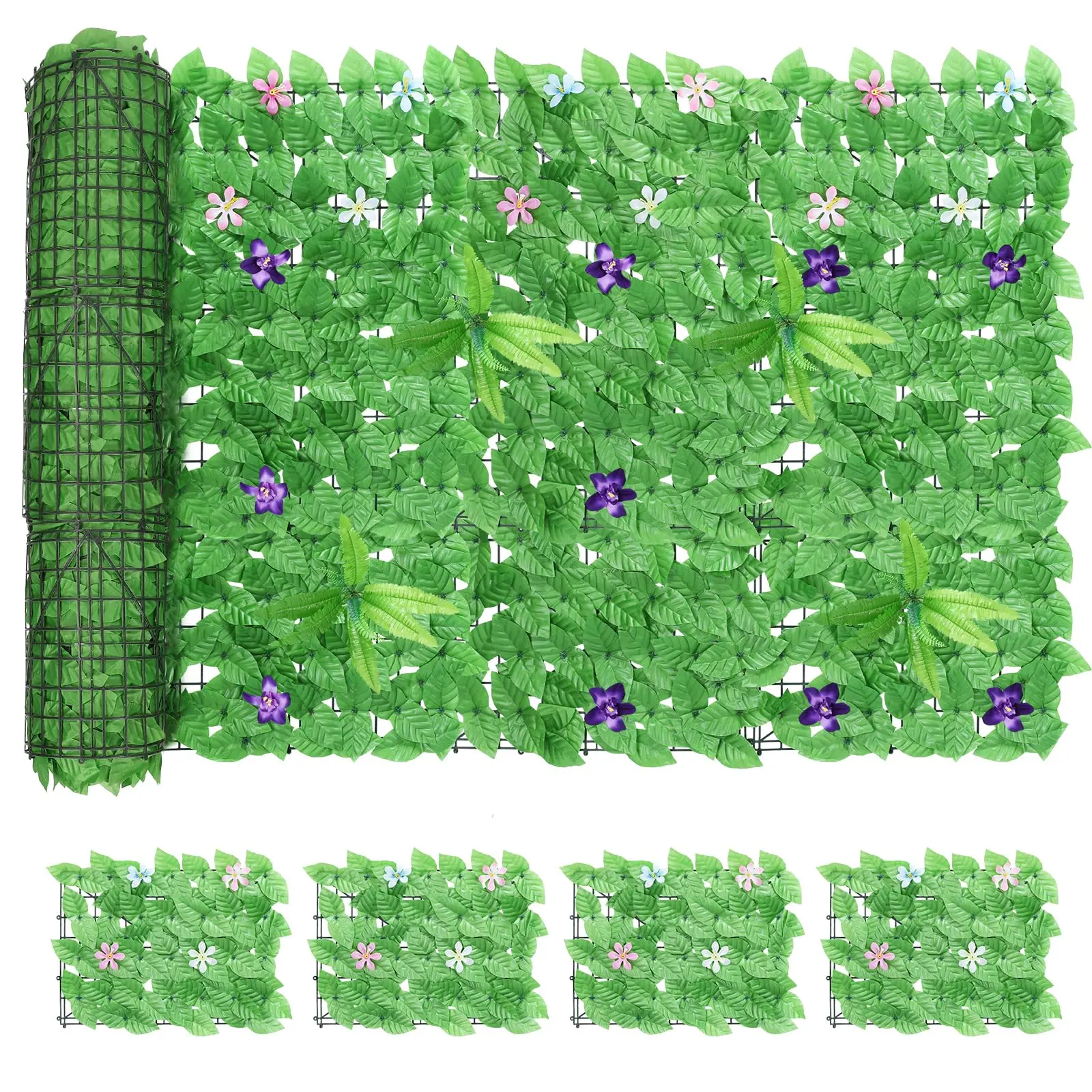24 Pack 15'' X 11'' Artifical Grass Wall Panels, UV Protected Privacy Screen, Artificial Green Wall Panel - Backdrop Greenery Wall for Balcony, Outdoor Indoor Decor((27.5Sq Ft).