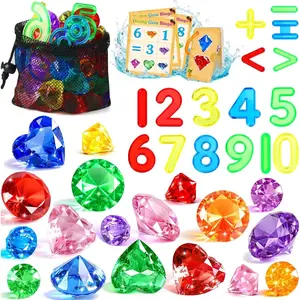 Pool Toys Diving Gems, 54 Pcs Search and Find Pool Games, Diving Toys with Dive Gems, Acrylic Numbers, Scavenger Hunt Game Cards & Mesh Bag, Fun Summer Water Party Favors for Kids 4-12fidget toys