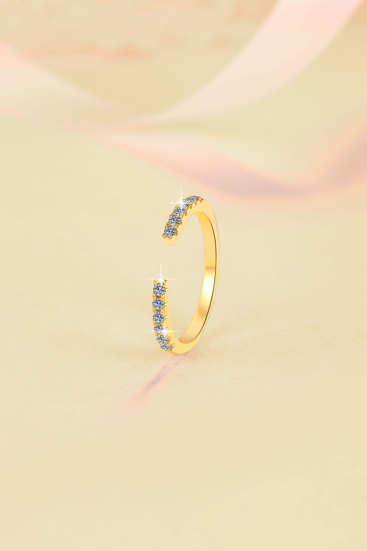 6A Cubic Zirconia S925 Sterling Silver Adjustable Open Stackable Ring-291(50%)