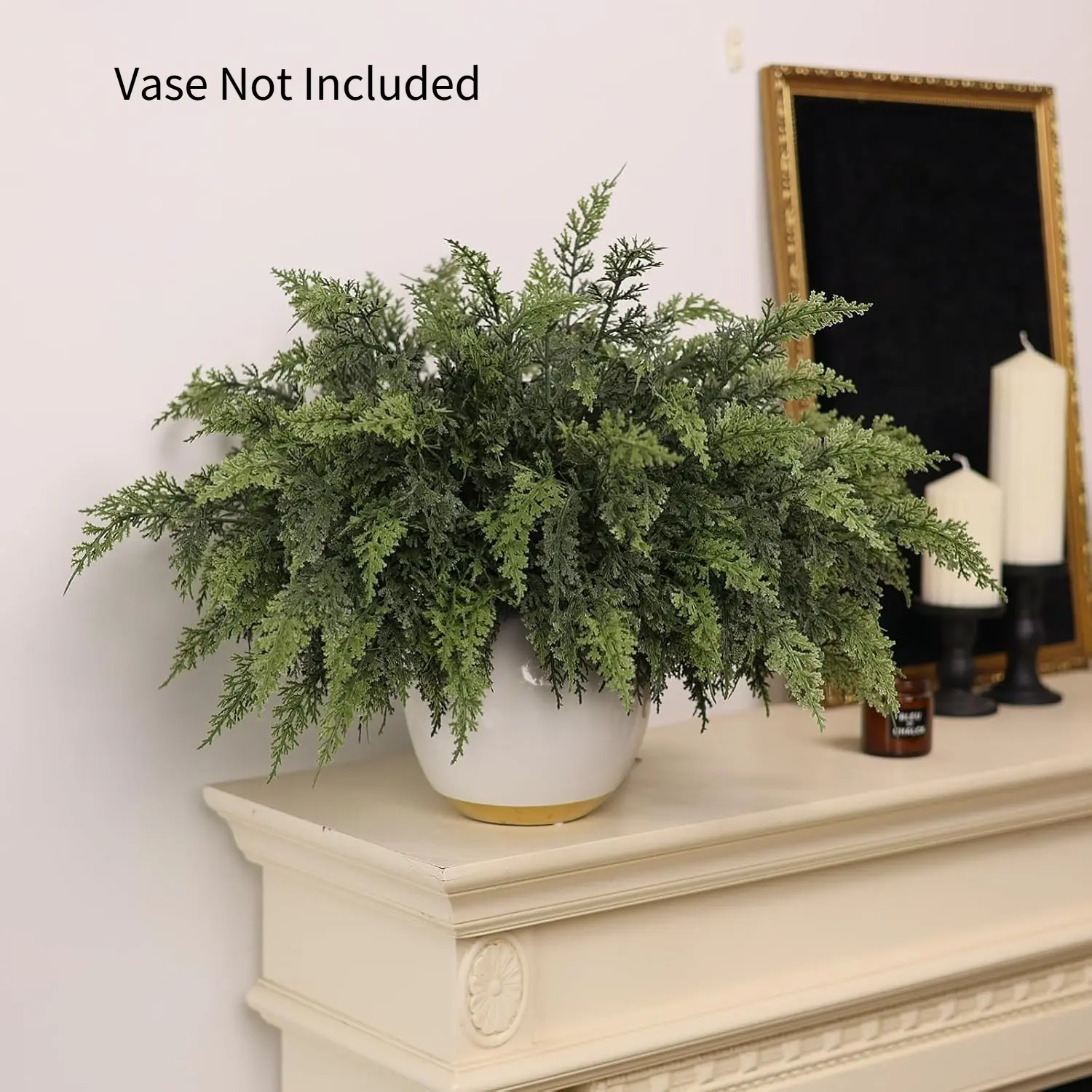 31Pcs Artificial Cedar Branches, Realistic Faux Pine Sprigs for Christmas Wreath, Garland & Winter Decor, Plastic Evergreen Stems, No Maintenance, Table Centerpiece & Holiday DIY Crafts, All Season Christmas Decor, Vase Not Included