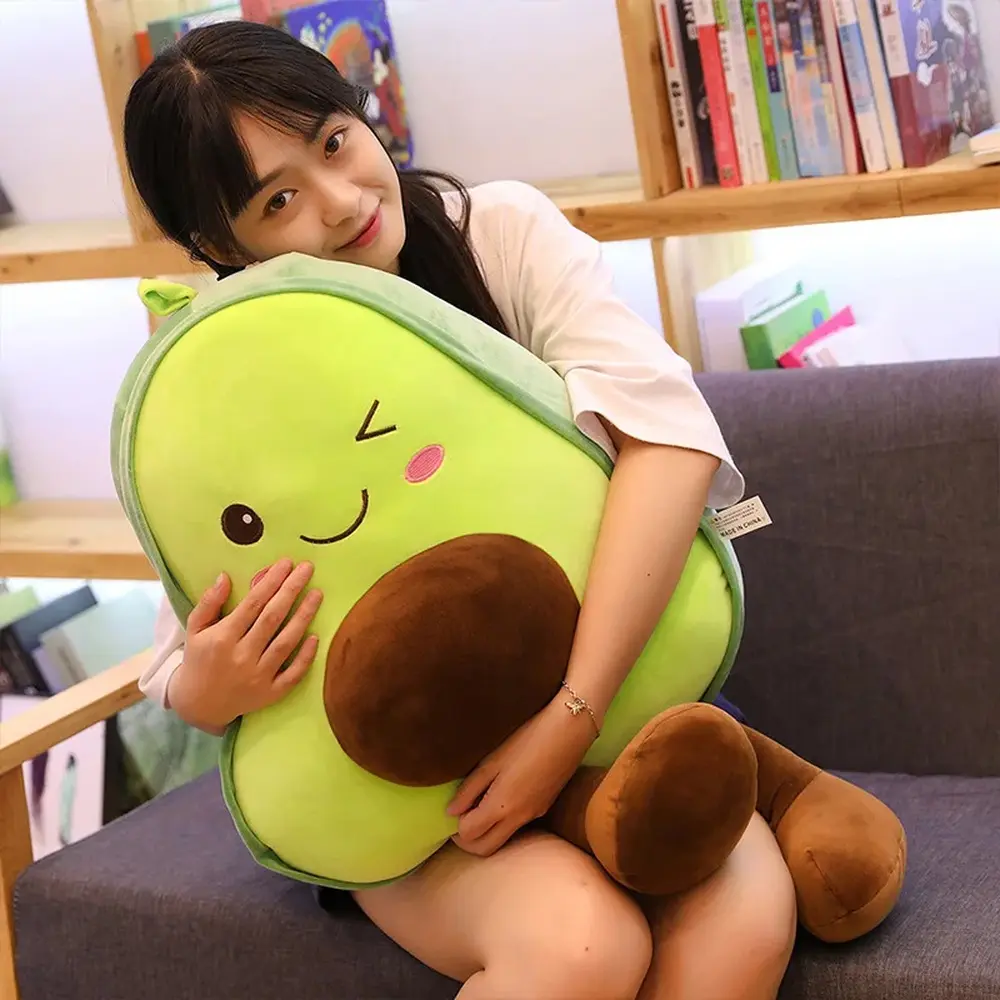 Kawaii Avocado Stuffed Toy, 30-60cm Large Fruit-Shaped Soft Plush Pillow, Holiday Birthday Gift for Kids