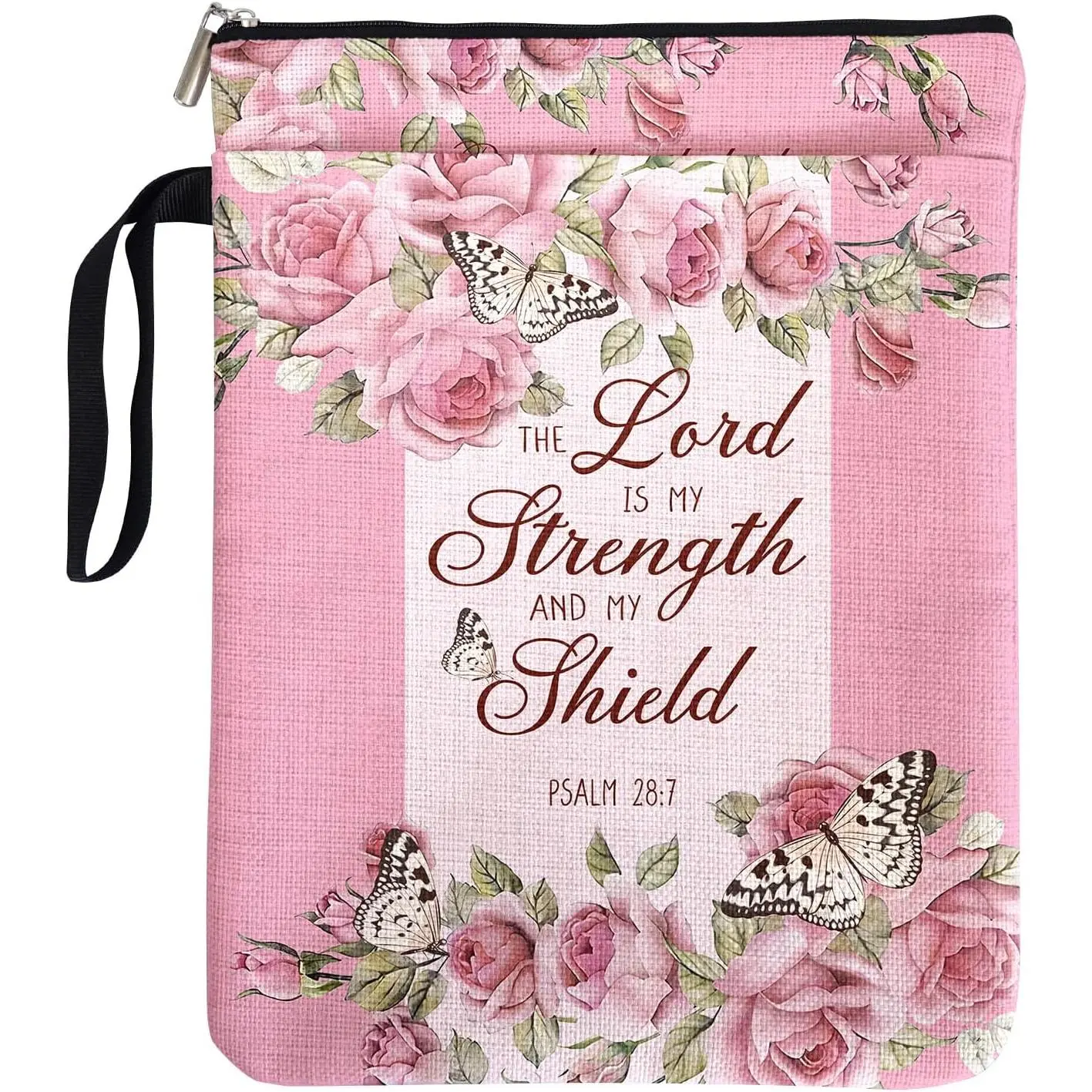 Book Sleeve Gifts for Women Book Lovers Teachers Students with Zipper, Religion Faith Encourage Christian Psalm 28:7 Book Cover, Birthday Reading Day Gifts