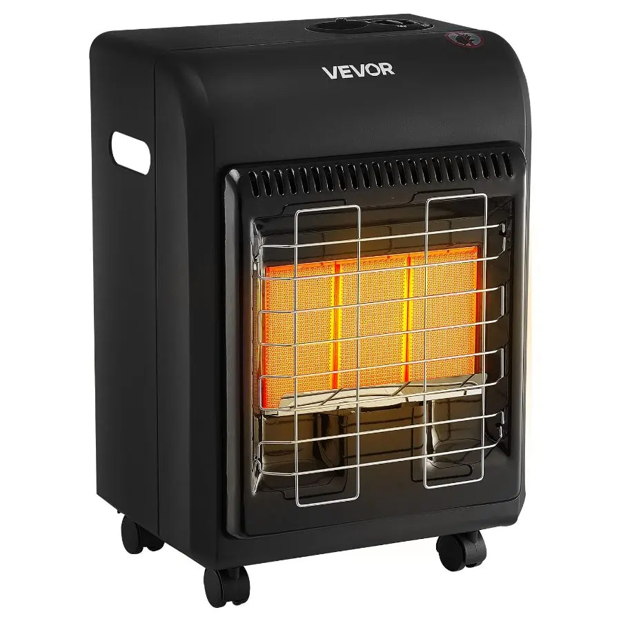 VEVOR Portable Propane Cabinet Heater, 6000-18000 BTU Adjustable Temperature Control, 3 Modes, Tip-Over Safe with Protector, Heats Up to 450 Sq. Ft., for Garage, Camping