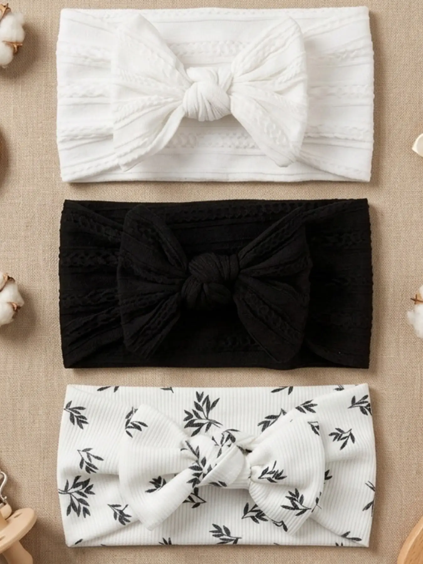 3 Pieces Baby Headbands Set with Cute Butterfly Knot Prints, European Style Hair Accessories, Casual All-Seasons Hair Bands for Infants and Toddlers