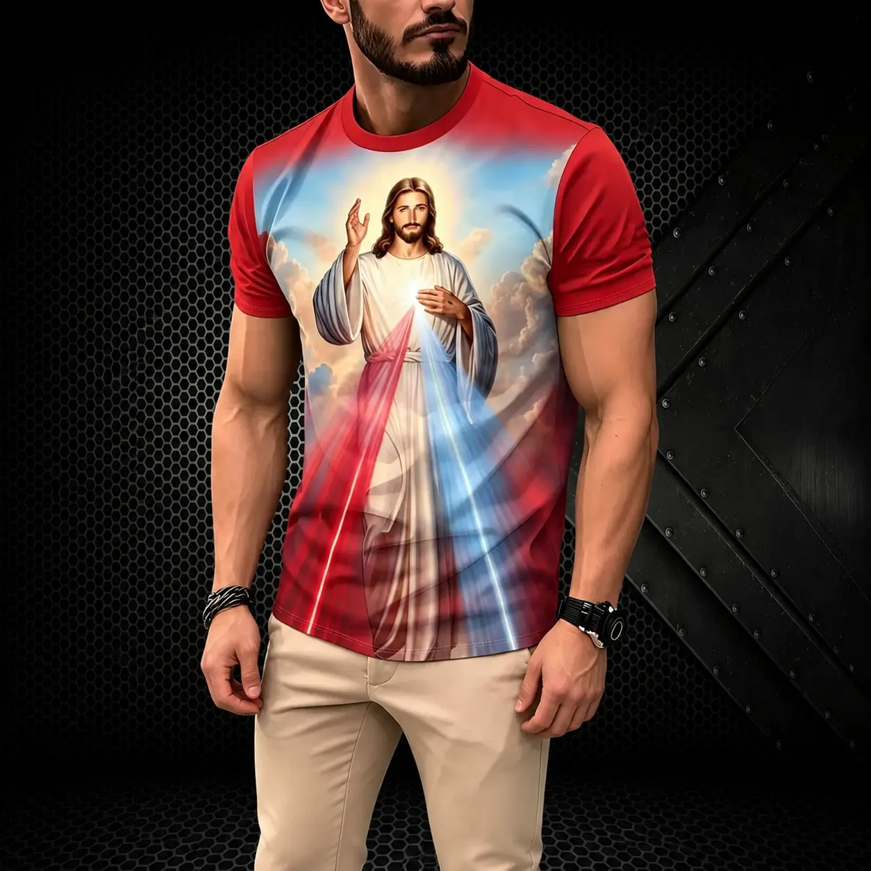 Men's 3D Novelty T-Shirt - Breathable Short Sleeve Crew Neck Tee Suitable for Running, Gym & Casual Wear, Solid Color Athletic Shirt, Machine Washable Regular Fit for - Fitness and Outdoor Apparel