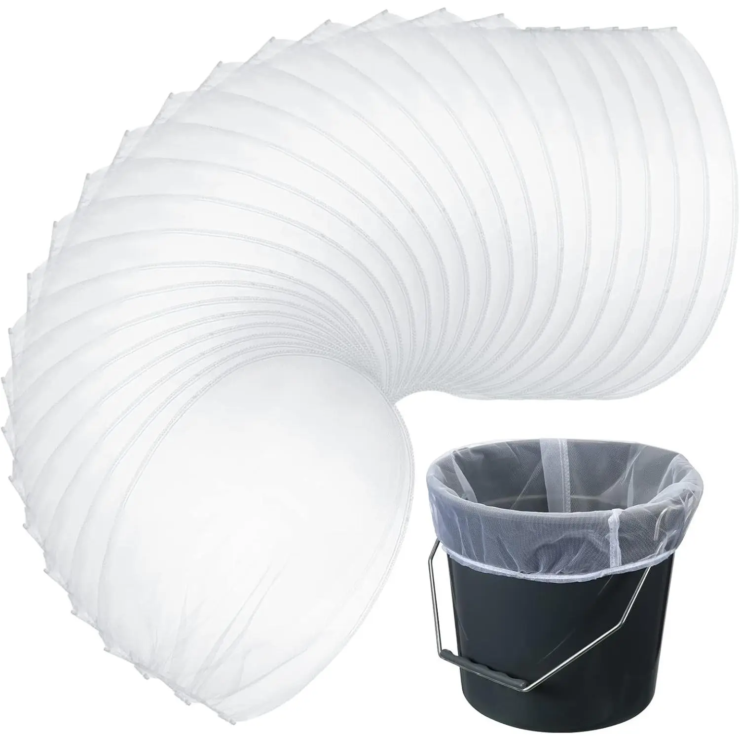 Windyun 60 Pcs Paint Strainer Bags 5 Gallon Fine Mesh Filter Bag Disposable Paint Bucket Strainer Mesh with Elastic Top Opening Hydroponic Filter Tool for Gardening(White)