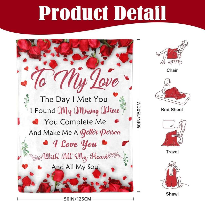 Gifts for Her Wife Girlfriend - to My Love Blanket - Anniversary Romantic Gift for Women - I Love You Gifts for Her - Wife Girlfriend Birthday Gift Ideas - Christmas & Valentines Day - 50"x60"