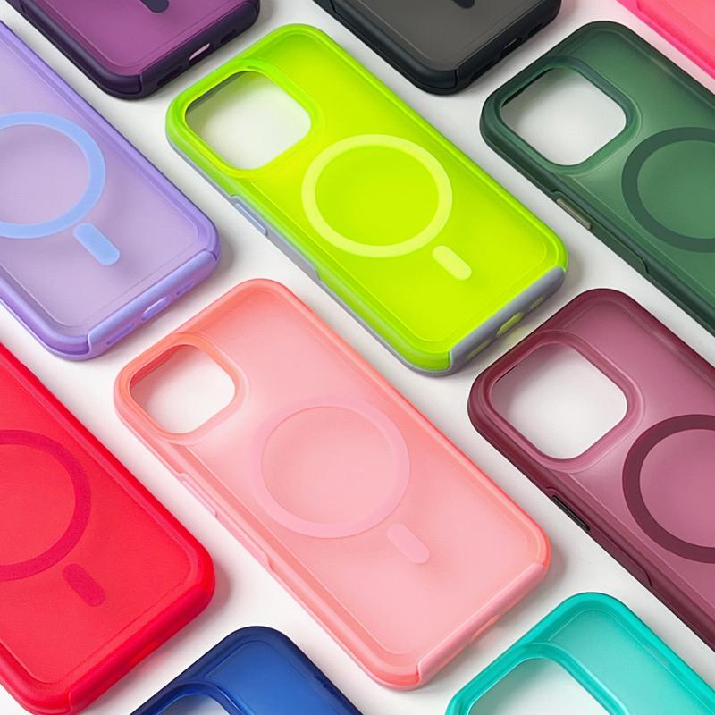 Magnetic Neon Color Matte Translucent Armor Shockproof Case For iPhone 17 16 13 12 14 15 Pro Max For Magsafe Wireless Charge Cover