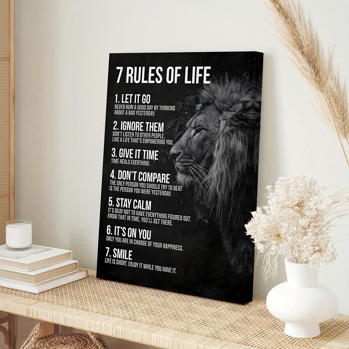 With Frame Motivational Quotes 7 Rules Of Life Wall Art Motivational Poster Read Signs Inspirational Posters For Classroom High School Motivational Posters For Bedroom Boys Room Home Office Positive Affirmations Wall Decor