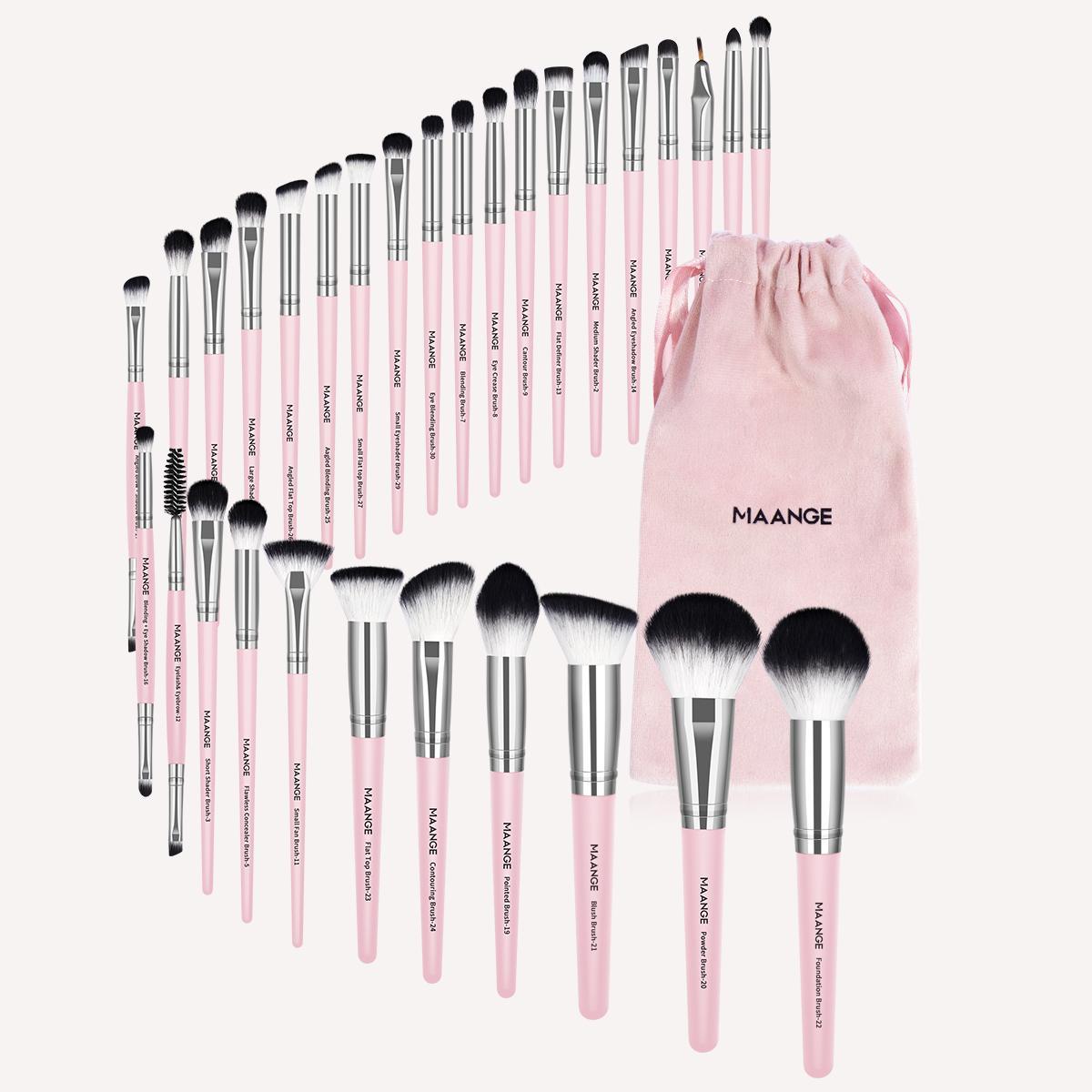 Makeup Brush Set with Pouch, Cosmetic Brush Set, Brush Makeup Kit, 30pcs Versatile Soft Makeup Brushes, Face Makeup Brushes for Foundation, Powder, Concealers, Eye Shadows, Brushes with Soft Bristles for Beginners