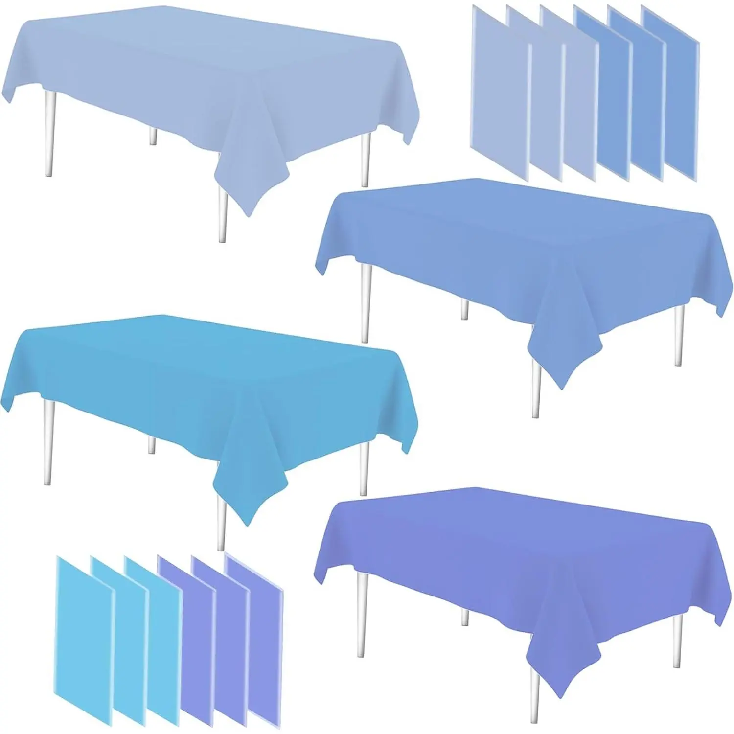 12Pcs Dusty Blue Tablecloth, Blue Disposable Table Cloth Plastic, 4 Gradient Tablecloth Series Disposable Dining Tables for Brides Weddings, Birthdays, Picnics Party, 54 x 108 Inches