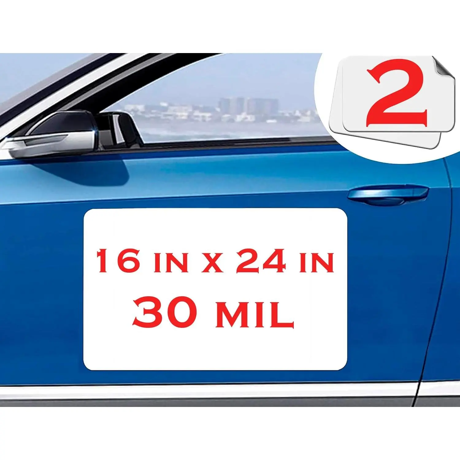 16x24 in White Customizable Car Magnet Sheets (2 Pack) - Glueless Strong Vinyl Magnets for Motor Vehicles, Company Advertising, Car Stickers, Print Decals