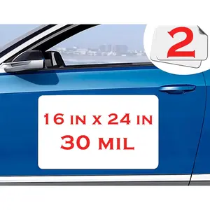 16 in x 24 in White Customizable Car Magnet Sheets (2 Pack) - Glueless Strong Vinyl Magnets for Motor Vehicles, Company Advertising, Print or Sticker Decals
