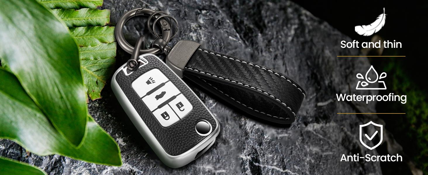 for Chevy Key Fob Cover with Carbon Fiber Style Belt Keychain,Upgraded TPU Surface Grain Key Case for Cruze Equinox Malibu Sonic Trax Impala Cruze (4 Buttons) (Red, A2)