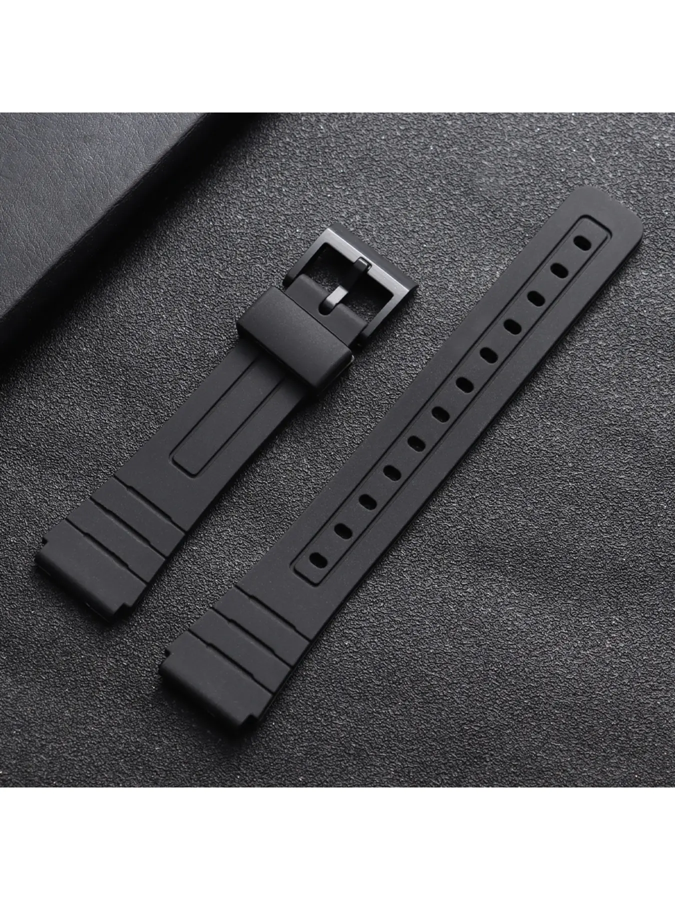 16mm 18mm 20mm Suitable for Casio Small Black Watch Small Square Student Electronic Watch F-84/91W/94/105 Resin Silicone Strap Fashionable Watch Accessories