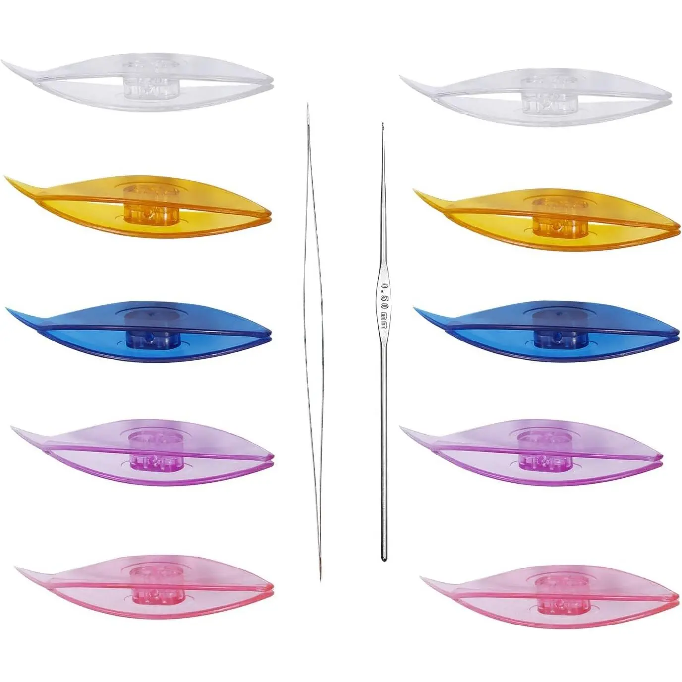 Tatting Shuttle Kit, 10 count Plastic Tatting Shuttle with Beading  Crochet Hooks Knitting  Big Eye  Tatting  for DIY Hand Lacemaking Craft Tool Weave Yarn Set