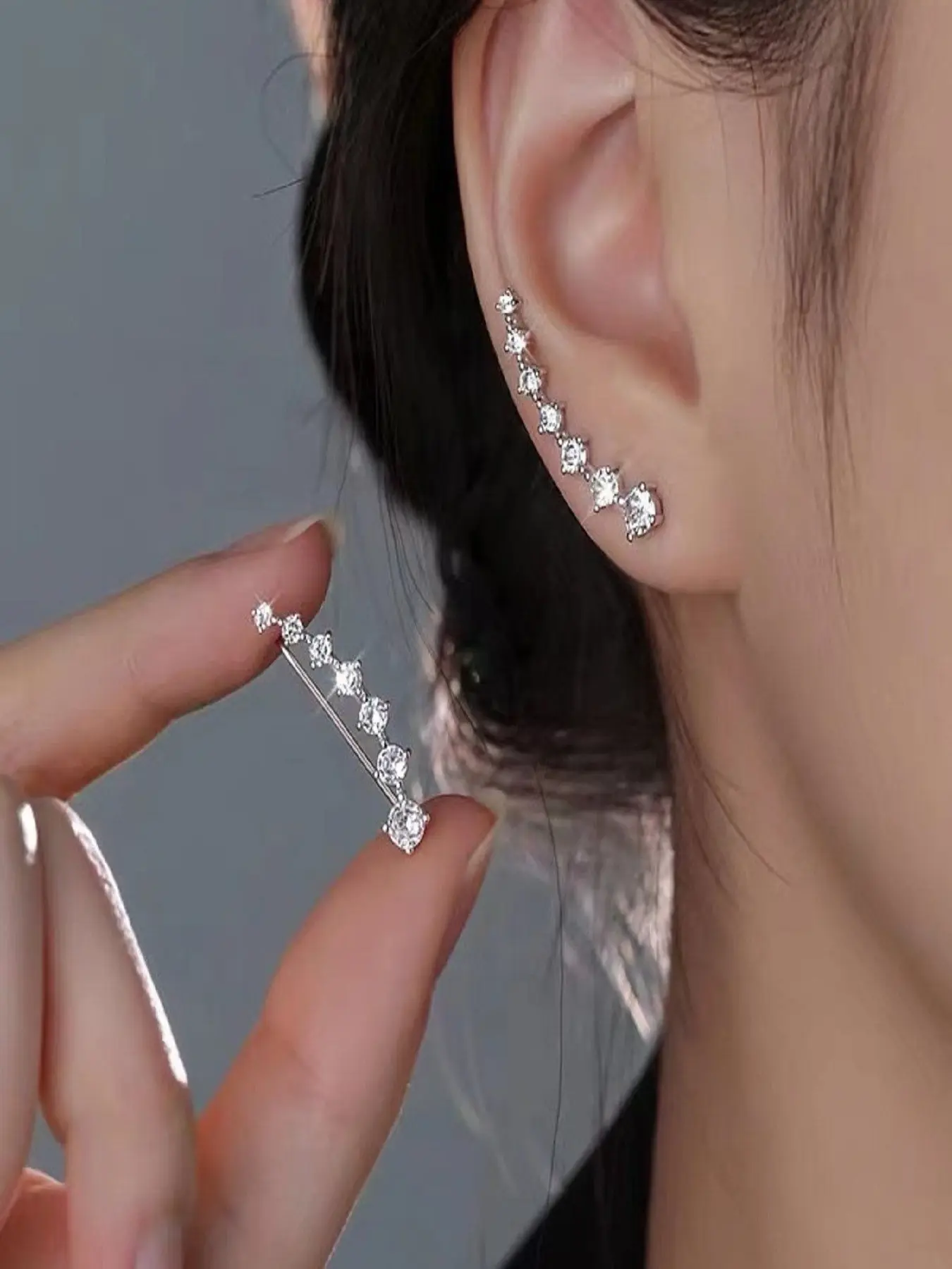Cz Ear Crawler Earrings, Sparkling Crystal Climber Design, Hypoallergenic Women’s Jewelry, Fashion Party Gift, Wedding Accessory
