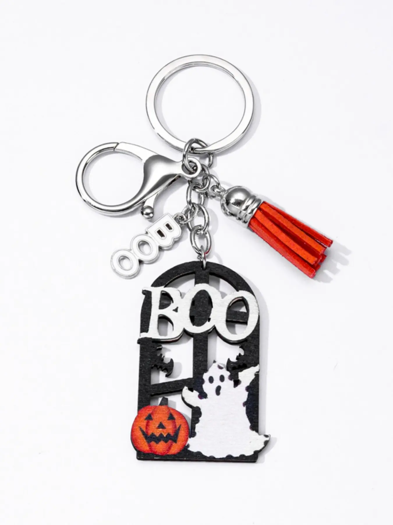 Creative Wooden Ghost Boo Heart Skull Evil Pumpkin Keychain, Goth Keychain, Halloween Fashion Accessory, Funny Dark Style Gift for Friends and Family