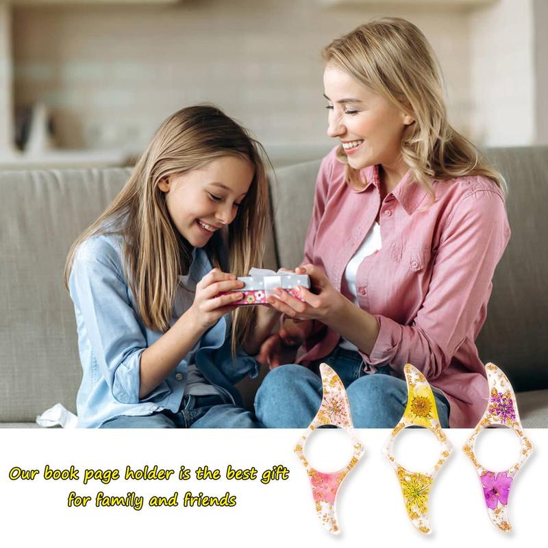 Flower Decor Book Page Holder, 1 Count Light Weight Dried Flower Design Reading Thumb Holder, Reading Accessories for Teachers Students, School Supplies, Gifts for Book Lovers, Bookmark