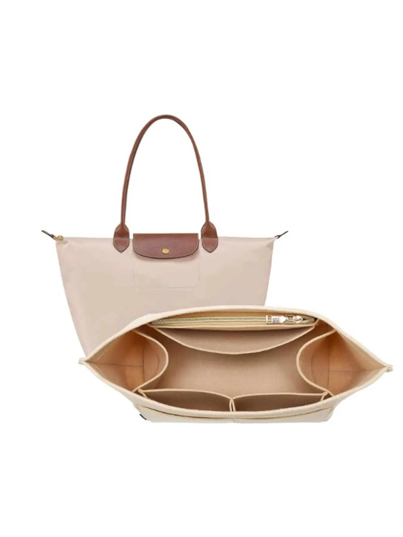 Felt Tote Bag Liner, 8-Compartment Organizer, Suitable for Large Totes, Casual All-Season Storage Solution, Solid Pattern