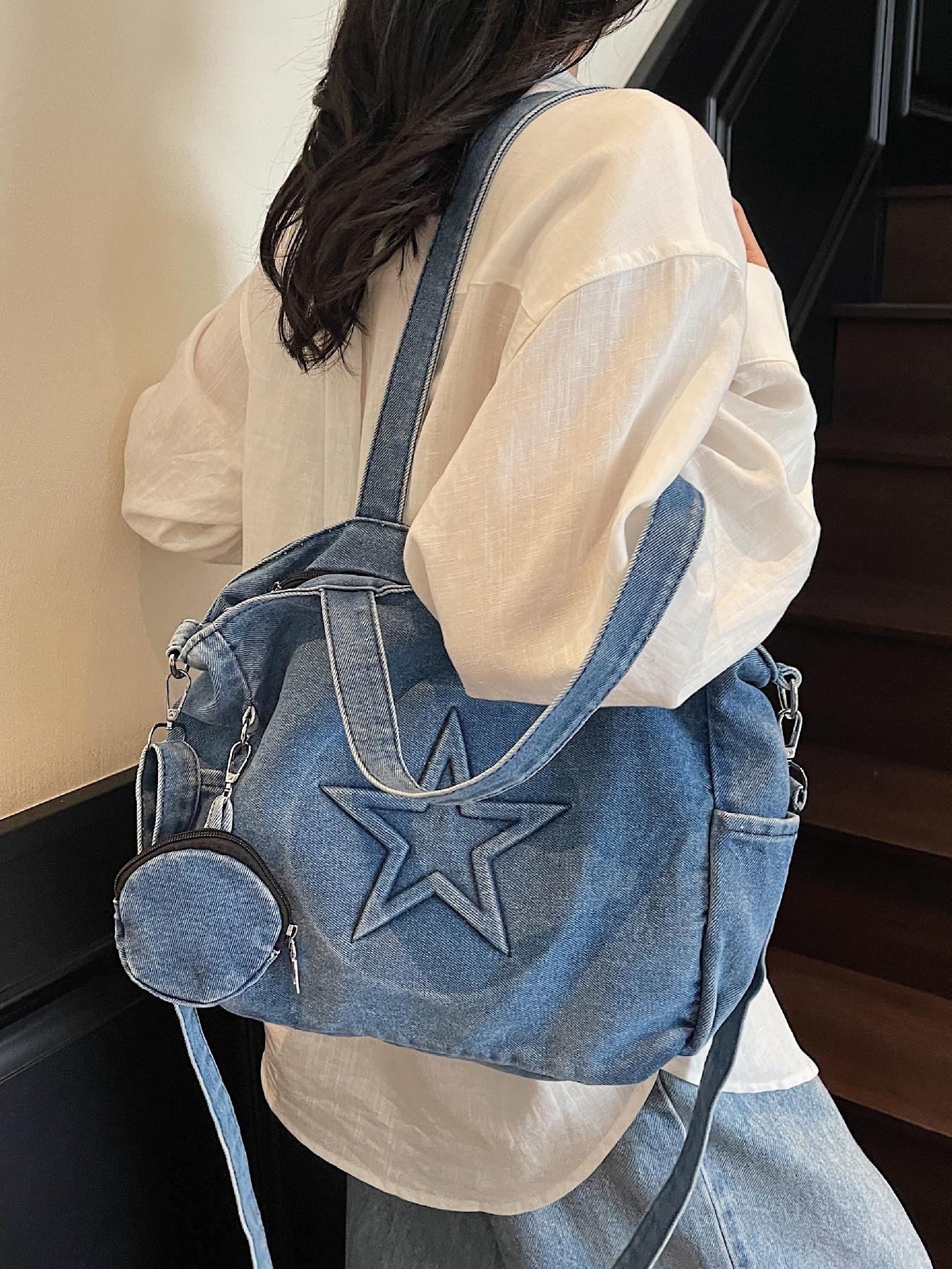 Women's Fashionable Star Design Slouchy Tote Bag, Casual Large Capacity Shoulder Bag for Daily Used, Trendy Versatile High-quality Daily Commuting Bag, Girl Fashionable Shopping Bag