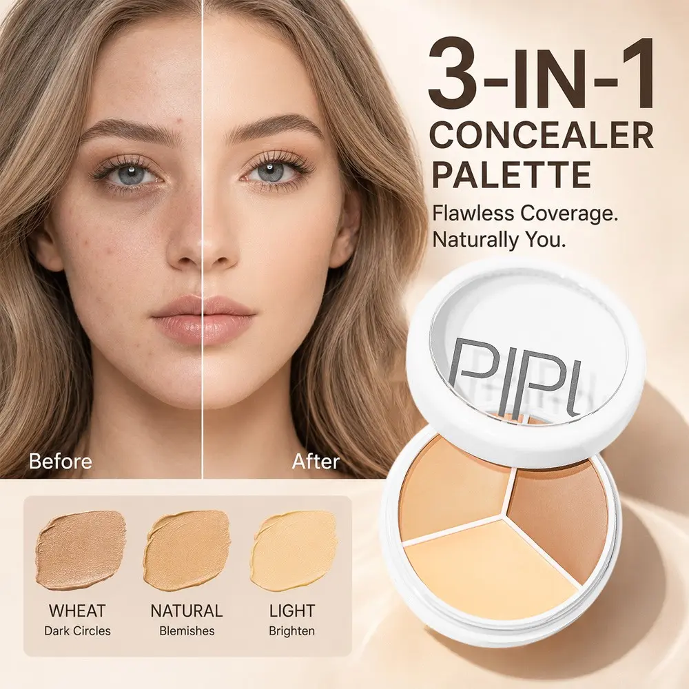 Pipl 6.3g Concealer Palette, Waterproof & Sweat-Resistant, Covers Blemishes & Redness, Moisturizing, Portable, Affordable Makeup for Students