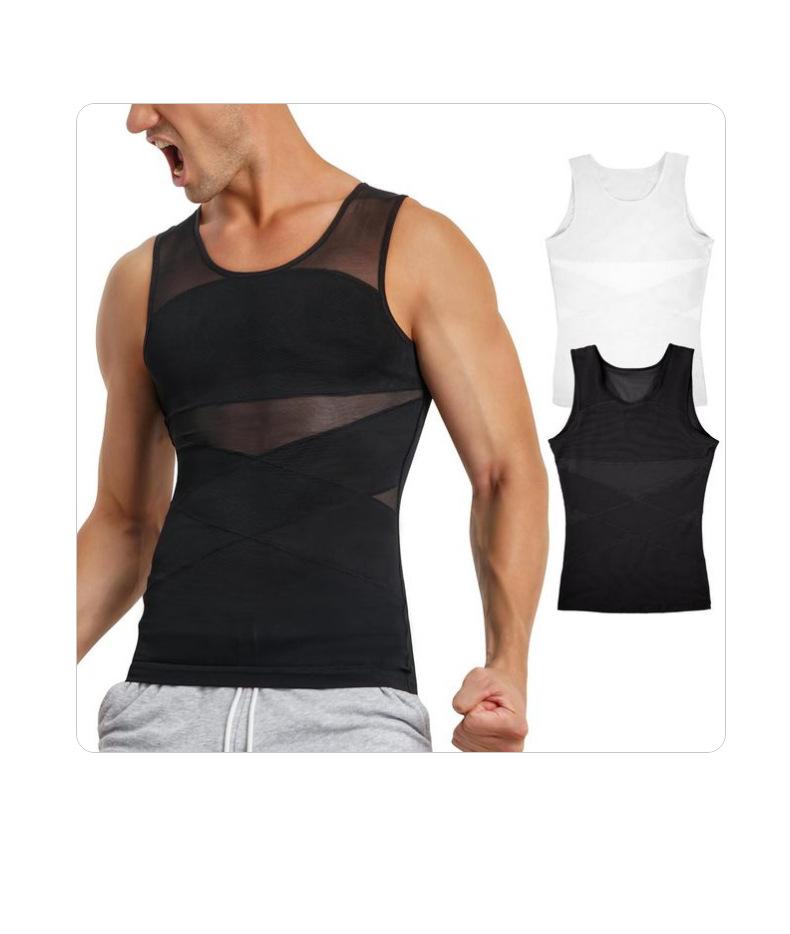 Men's Slimming Vest High-Elastic Mesh Thin Chest Shaper Tummy Control Top