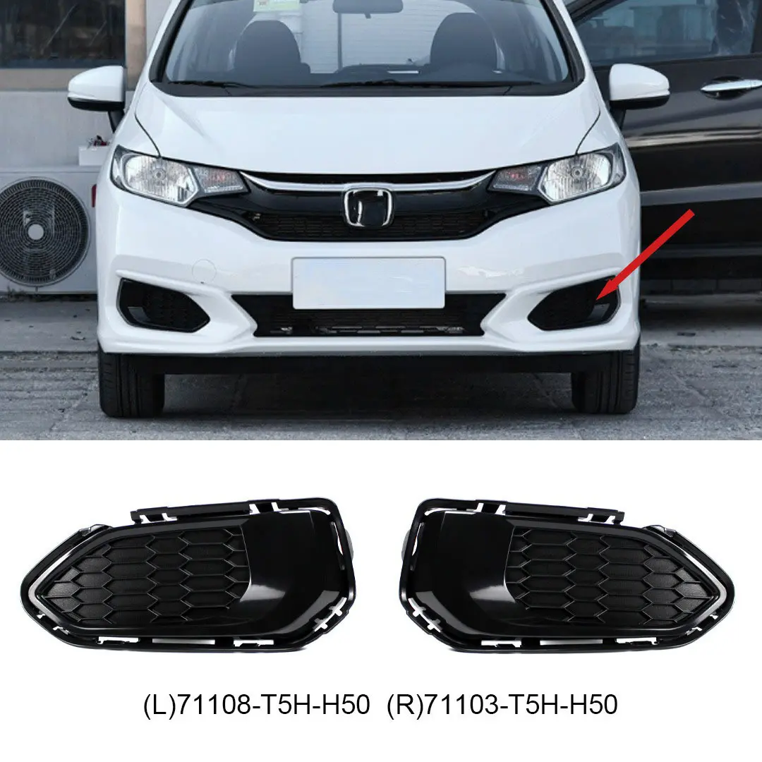 For Honda Fit 2018-2020 car front bumper bright black fog light grille OE: 71108-T5H-H50/71103-T5H-H50 Automotive
