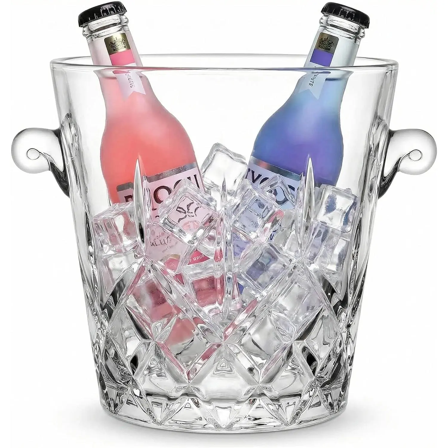 2-Liter Party Ice Bucket, Portable Cocktail Bar Beverage Bucket, Glass Champagne Chiller, suitable for beverages, wine, and beer. Dimensions: 6.5 inches long x 4.7 inches wide x 6.7 inches high