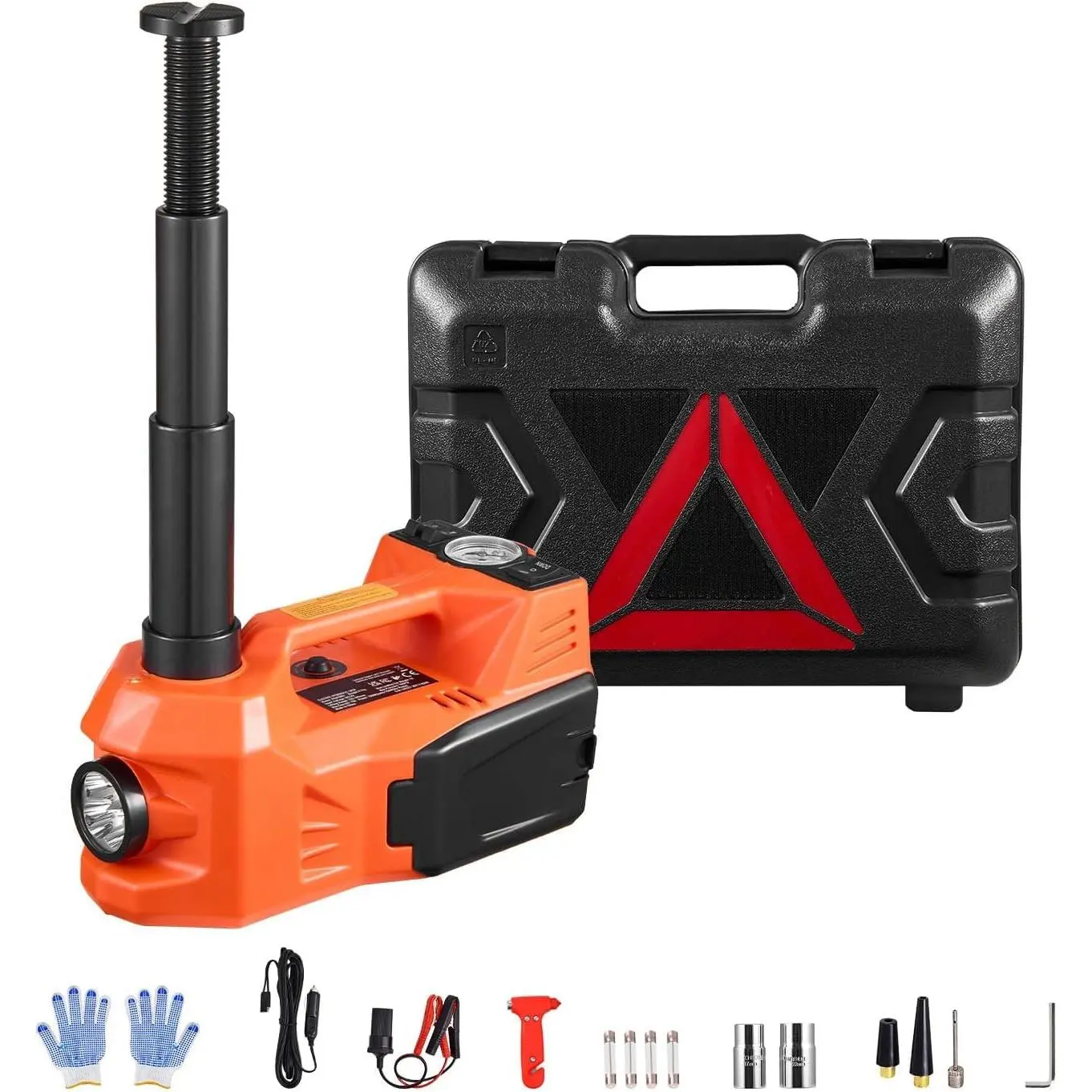 5 Ton Electric Hydraulic Car Jack with Built-In Tire Inflator and Air Compressor, Portable Emergency Vehicle Lift for Sedans, SUVs, Minivans and Trucks, Roadside Tire Changing and Garage Repair Tool