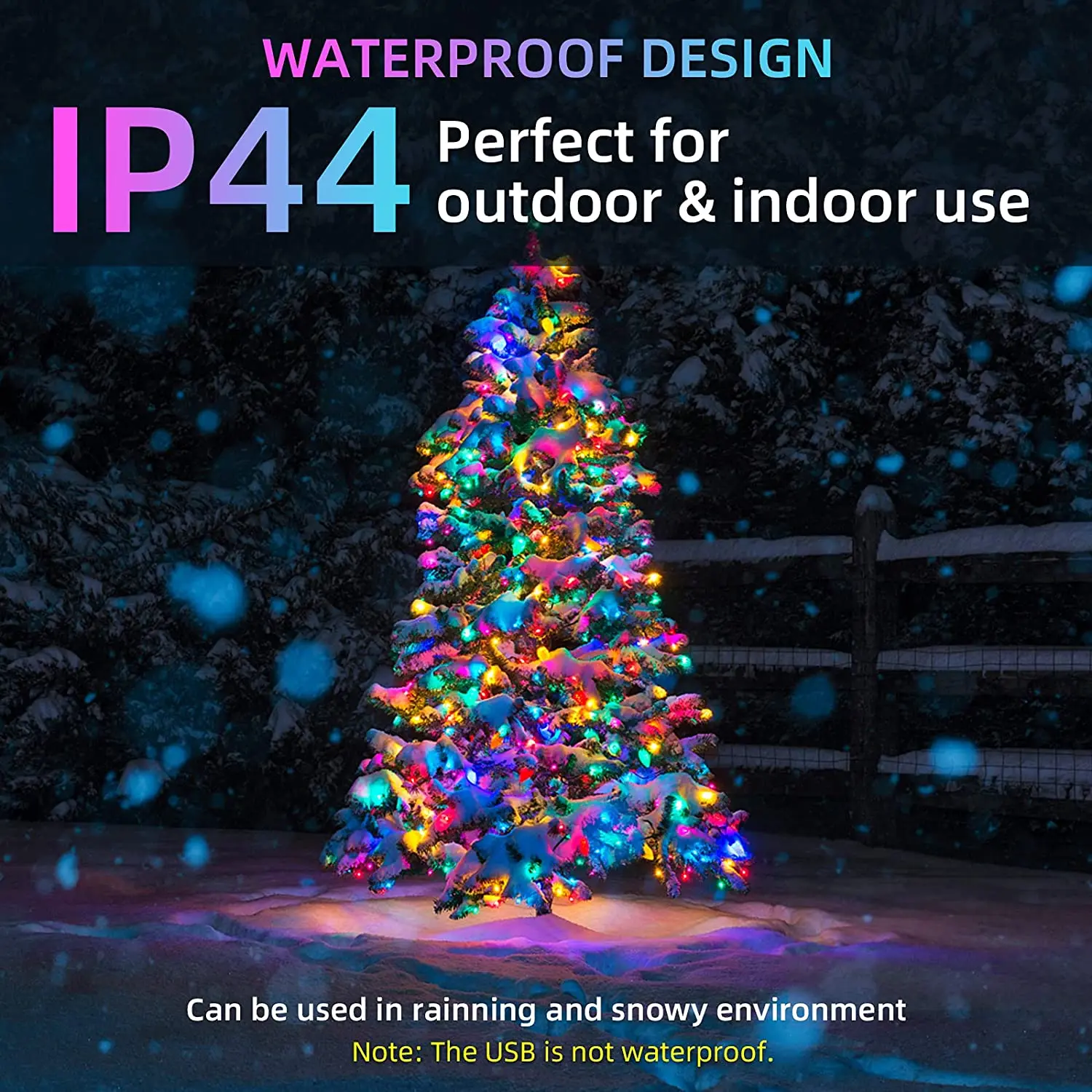 Outdoor RGB Remote Control LED String Light, 200 LED Beads Plugged In, Ultra-Durable LED String Light