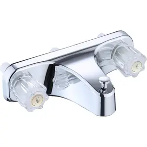 Mobile Home RV Tub Shower Center-Set Faucet, 8 inch, 2-Handle Wall Mount Shower Valve, RV and Motor Home Bath Tub & Shower Faucet with Clear Acrylic Knobs (Chrome)