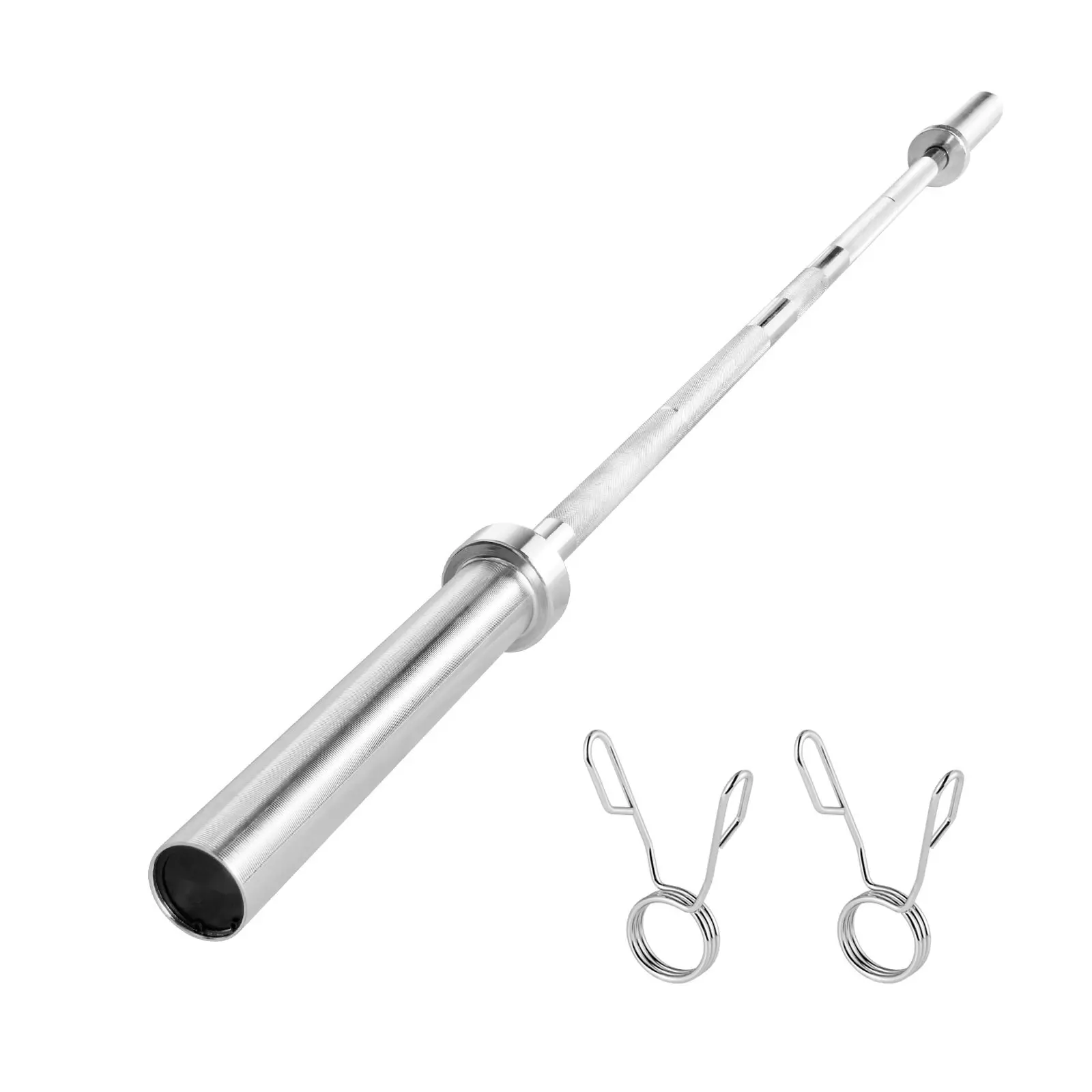 Unisex Chrome-Plated 6-Ft Solid Steel Straight Barbell Bar - 2-Inch Weight Plate Compatibility, Knurled Grip, Rotating Sleeves, 500lb Capacity - Strength Training Equipment for Home Gym Squats, Deadlifts