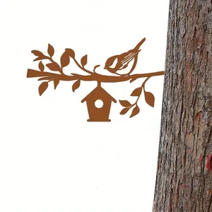 1pc Metal Sparrow Silhouette Garden Stake Transform Your Backyard and Outdoor Spaces with This Adorable Metal Art Piece Revamp Your Garden with a Distinctive Touch Durable Weather Resistant Handcrafted Outdoor Wall Art