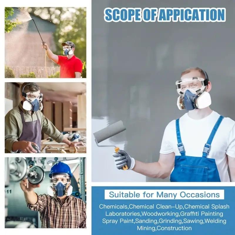 Reusable Half Face Mask with 2 Filter, Dustproof Mask, Safety Mask, Respirator Mask for Paint, Woodworking, Construction, Polishing, Chemical, DIY