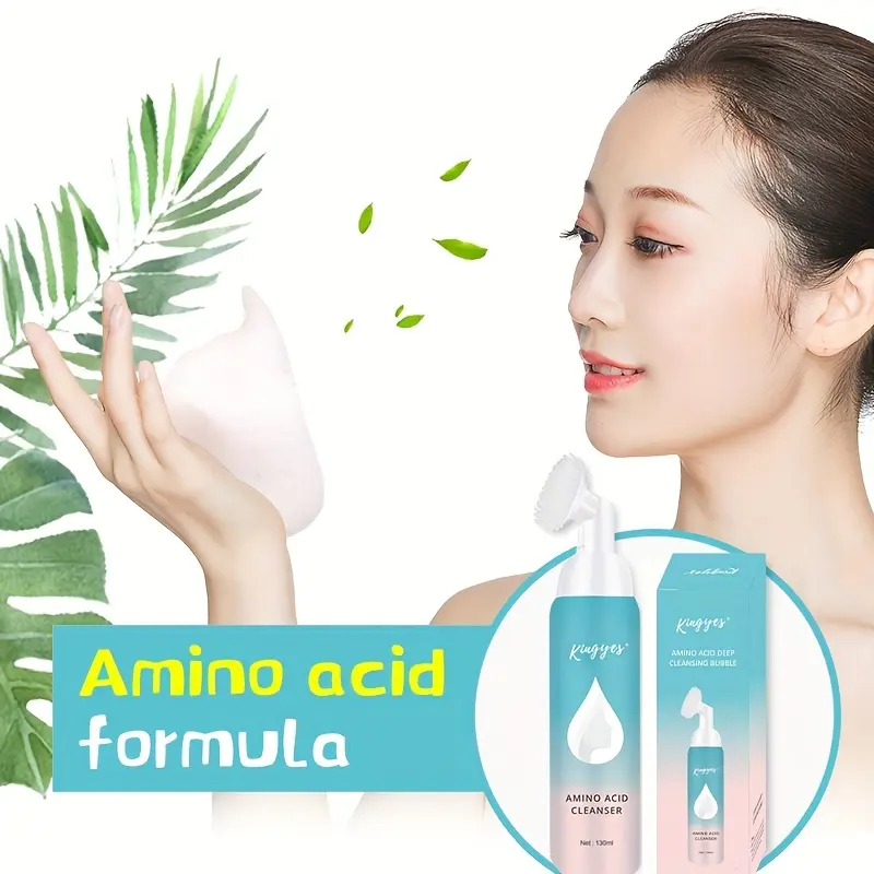 130ml Gentle Foaming Facial Cleanser with Silicone Brush, Skin-Friendly Daily Face Wash for Women, Deep Cleansing Oil Control Skincare Product for All Skin Types Including Sensitive Skin
