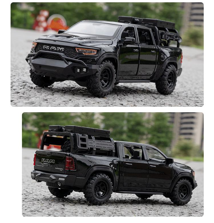 1:32 DODGE Mammoth 1000 TRX Alloy Pickup Car Model Diecast Metal Off-road Vehicle Model Sound and Light Simulation Kids Toy Gift
